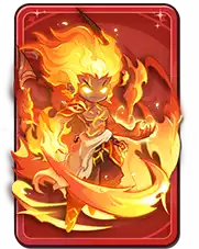 A fiery, flaming creature with a mischievous expression, surrounded by flames.