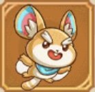 Cartoon dog with brown fur, white face, wearing a blue scarf, smiling with one eye winking, in a brown frame.