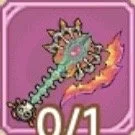 A cartoon-style dragon with a spiked back, green body, and a crown on its head, set against a pink background with a 0/1 indicator.