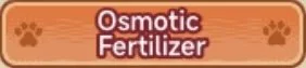 Sign reading 'Osmotic Fertilizer' with a red background and paw print icons.