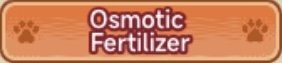 Sign reading 'Osmotic Fertilizer' with a red background and paw print icons.