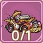 A cartoon-style pink background with a purple tricycle, flowers, and a '0/1' label.