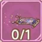 Pink background with a small wooden tray and a string of beads, with '0/1' at the bottom