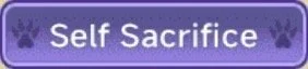 Purple border with text 'Self Sacrifice' and paw print icons