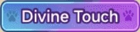 Purple rectangle button with 'Divine Touch' text and paw print icons