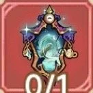 A fantasy-style character with a glowing orb at the center, purple and gold armor, and a starry background on a pink backdrop.