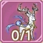 Cartoon reindeer with blue scarf, pink background, and '0/1' text.