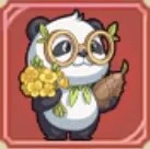 Cartoon owl with glasses holding a bouquet of yellow flowers and a chocolate popsicle, standing against a pink background.