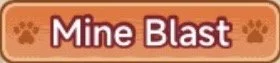 Game title card for 'Mine Blast' with a pixelated orange background and paw print icons.
