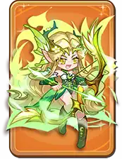 Fantasy character with long blonde hair, horns, and green robes, holding a staff with a star, surrounded by magical energy.