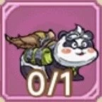 cartoon hamster dressed as a ninja, lying on the ground with items around it, against a pink background, with a '0/1' indicator