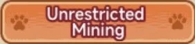 Sign reading 'Unrestricted Mining' with paw prints in the corners.