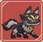 Cartoon black and gray fox with gold jewelry on a pink background