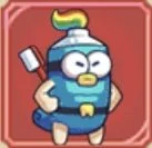 Cartoon penguin wearing a blue hoodie and glasses, holding a fishing rod, on a red background.