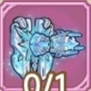 A digital drawing of a blue dragon or creature with wings and claws, set against a pink background, with a 0/1 indicator.