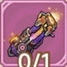 Icon of a rocket or drone with a pink background and the text '0/1' at the bottom.