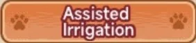 Sign reading 'Assisted Irrigation' with paw print icons in the corners.