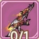 Sprite of a dinosaur-like creature with fiery elements on a purple background.