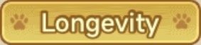 Text reading 'Longevity' with a gold background and paw prints