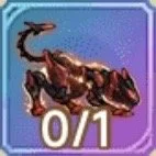 A digital game icon featuring a brown scorpion against a starry purple background with a 0/1 counter.