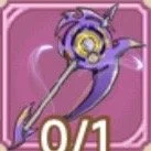 A purple character wielding a hammer in a game interface with a count of zero out of one.
