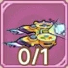 A cartoon spaceship with flames and smoke, with a '0/1' label underneath.