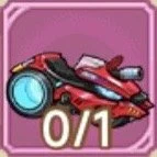 A red spaceship with blue thrusters on a pink background, showing 0/1 progress.