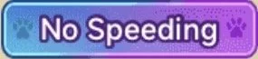 Purple traffic sign with 'No Speeding' message and snowflake icons
