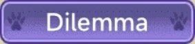 Purple banner with the word 'Dilemma' and paw print icons