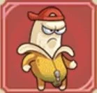 Cartoon character resembling a grumpy ghost dressed as a pirate with an eye patch, red bandana, and gold costume, standing against a red background.