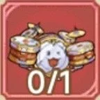 Cartoon image of a ghost surrounded by stacks of gold coins, with a '0/1' label below.