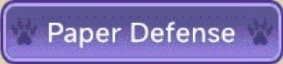Purple package labeled 'Paper Defense' with paw print icons.