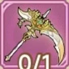 A game card featuring a yellow, dinosaur-like creature with a horn and tail, set against a pink background with a '0/1' label.