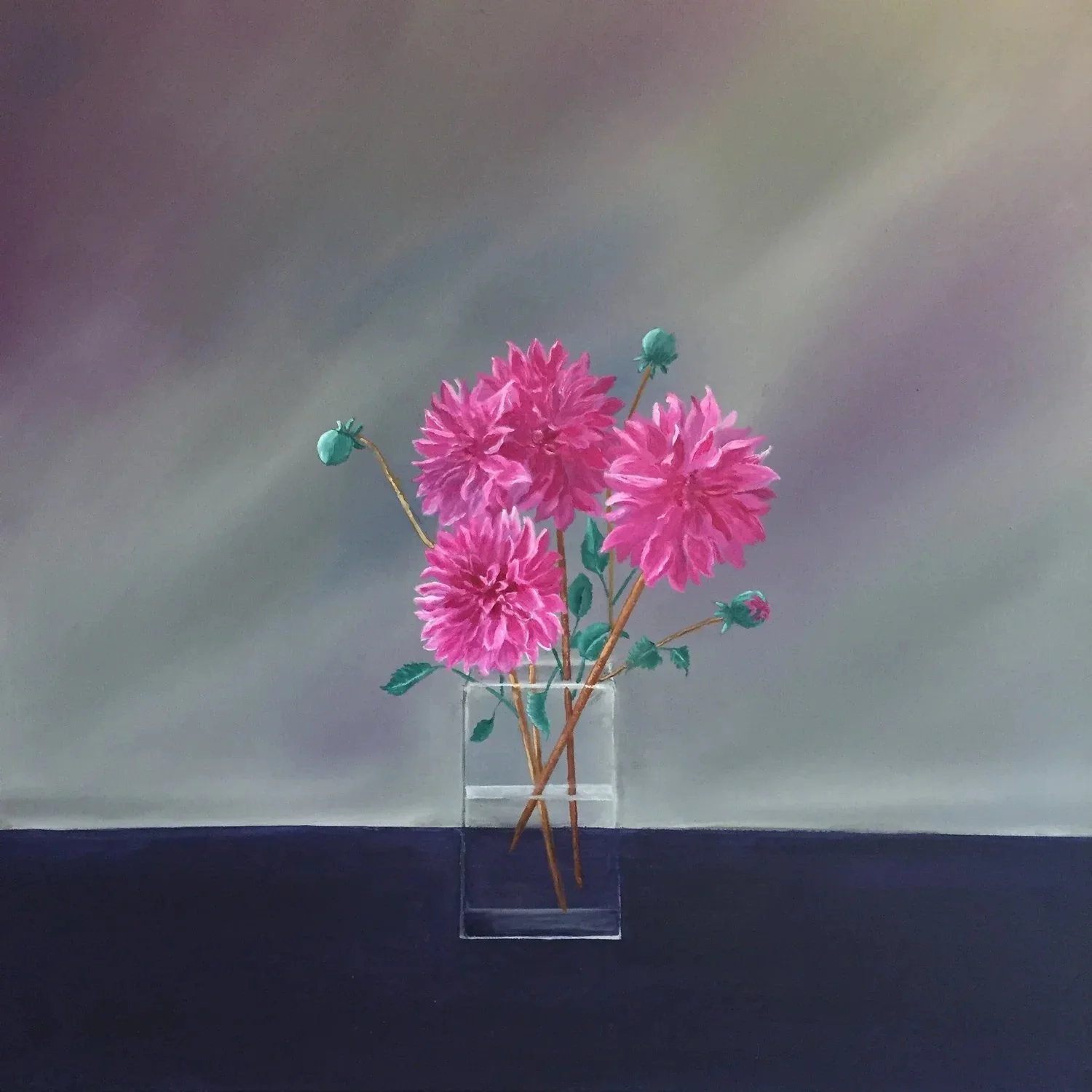 Ocean Road Dahlias, 30" x 30"