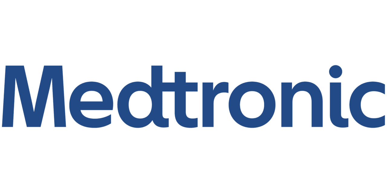 Medtronic logo with blue text and 3D spherical design above