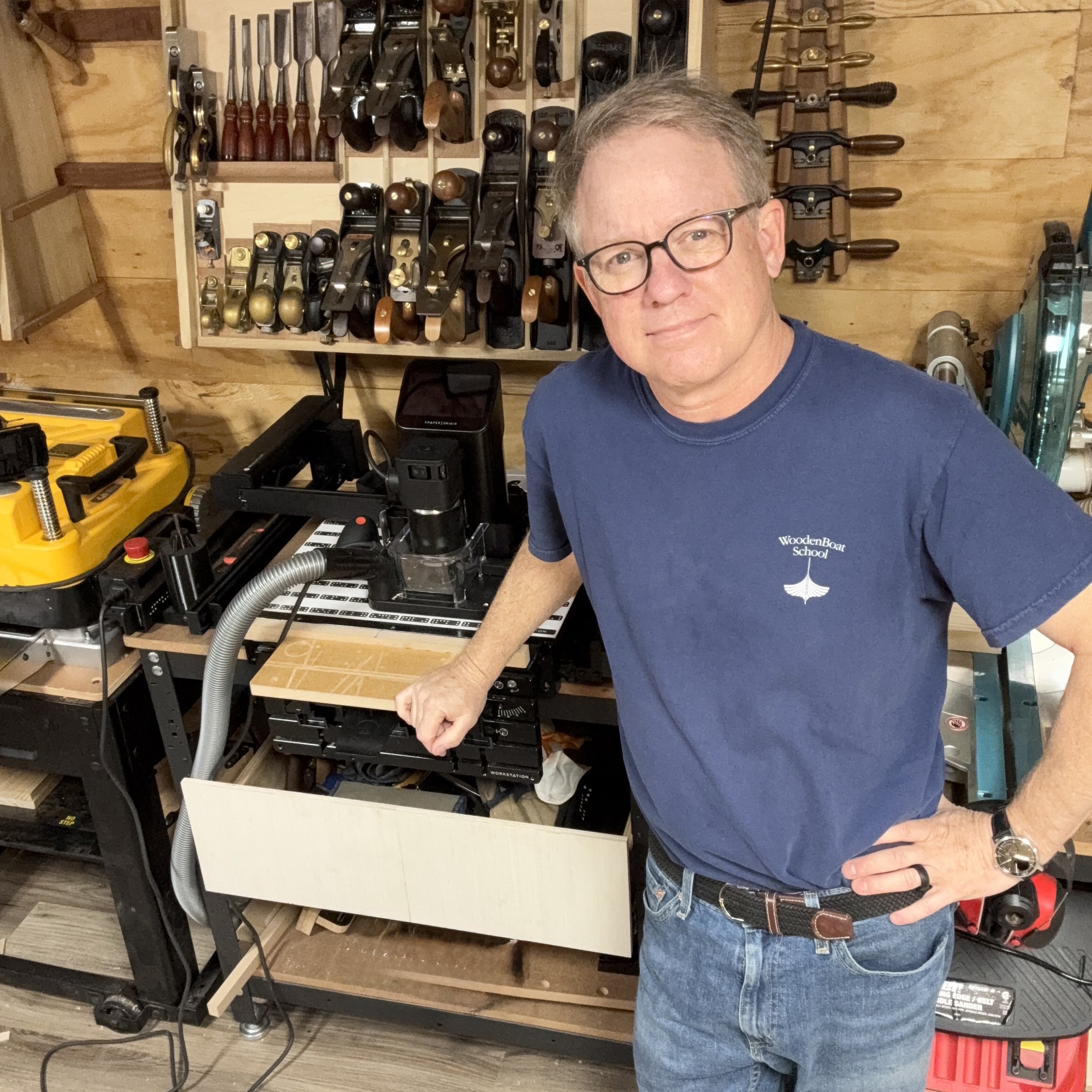 David in front of tools