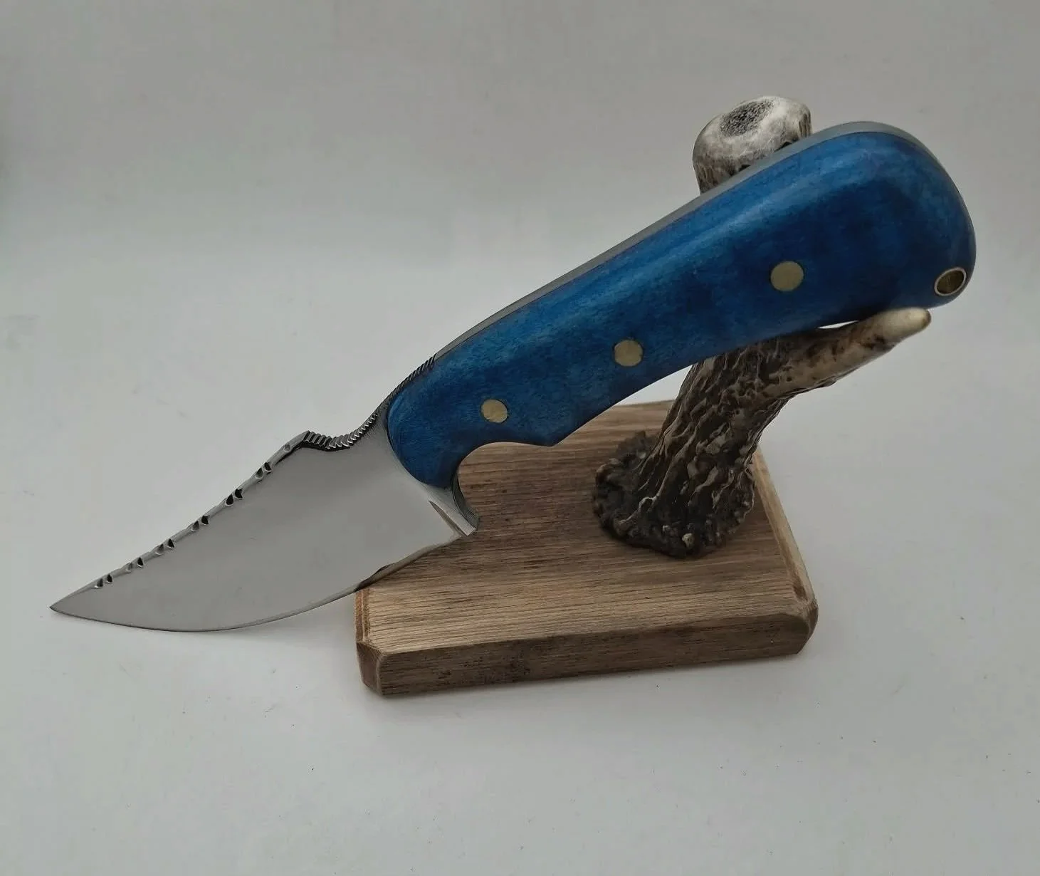 Blue Curly Maple Bobcat Knife