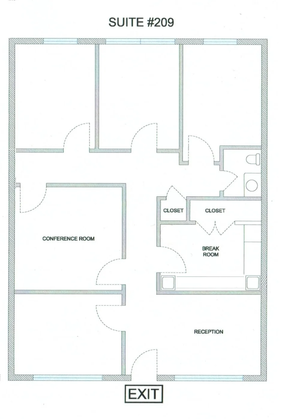 Floorplate of Suite 209 Arbors II