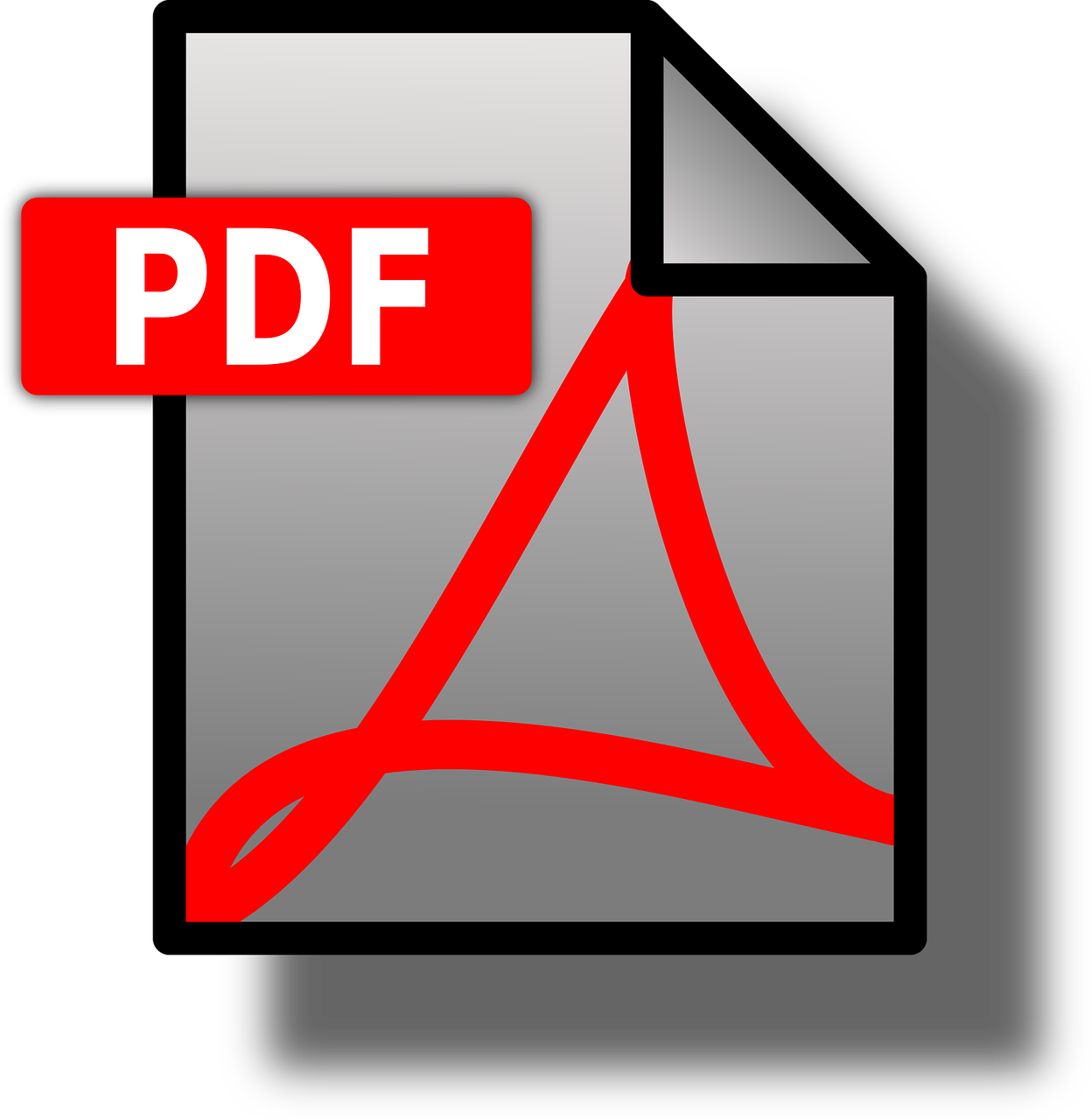PDF file icon overlayed with a red file type label 'PDF' with white text.