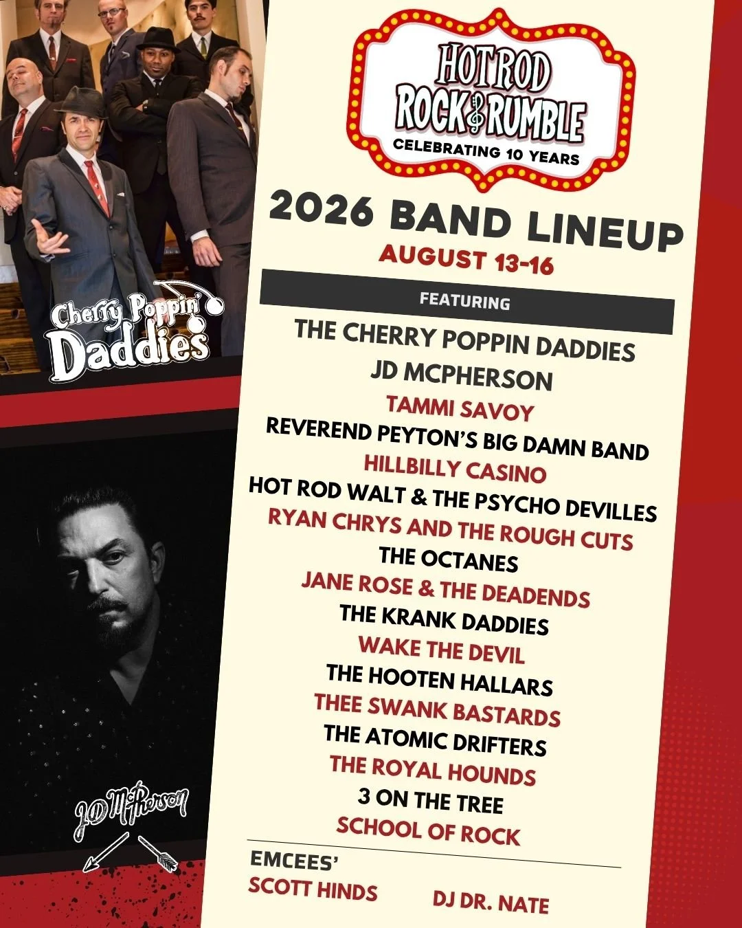 🎶The soundtrack to the 10th Anniversary of Hot Rod Rock &amp; Rumble is here! We've assembled an incredible lineup of rockabilly, rock 'n' roll, country, blues, swing, punk, and everything in between to celebrate 10 years.

From nationally touring f