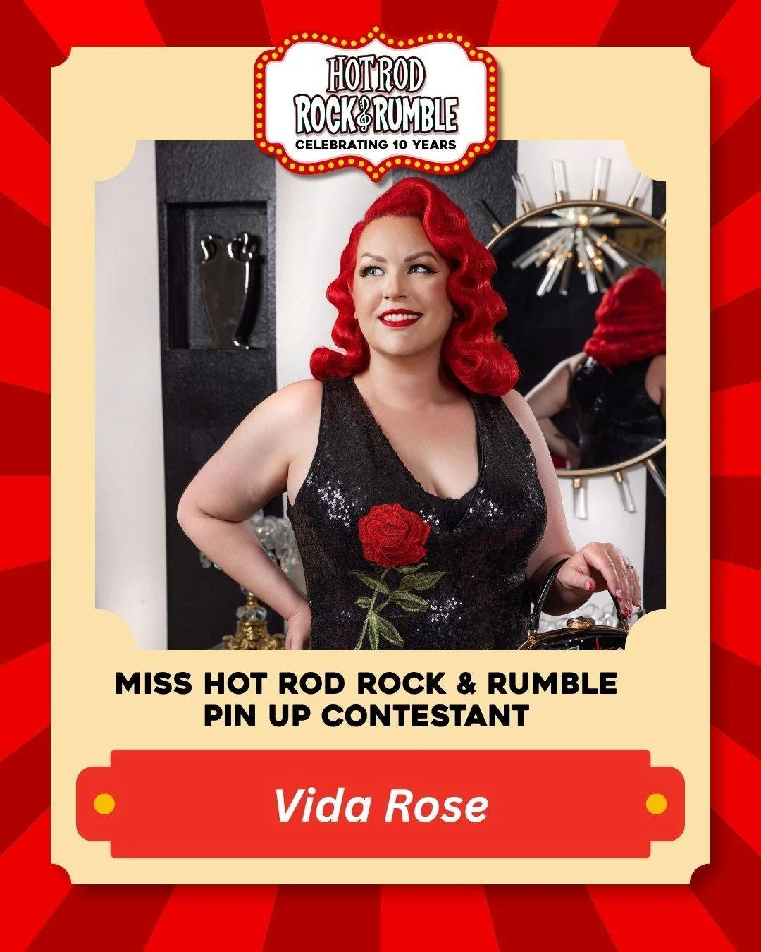 💄 Meet Vida Rose! She's competing for the title of Miss Hot Rod Rock &amp; Rumble 2026 at the 10th Anniversary of Hot Rod Rock &amp; Rumble! Be sure to cheer her on and show her some love in the comments. ❤️

🎟 Make sure you have tickets to the sho
