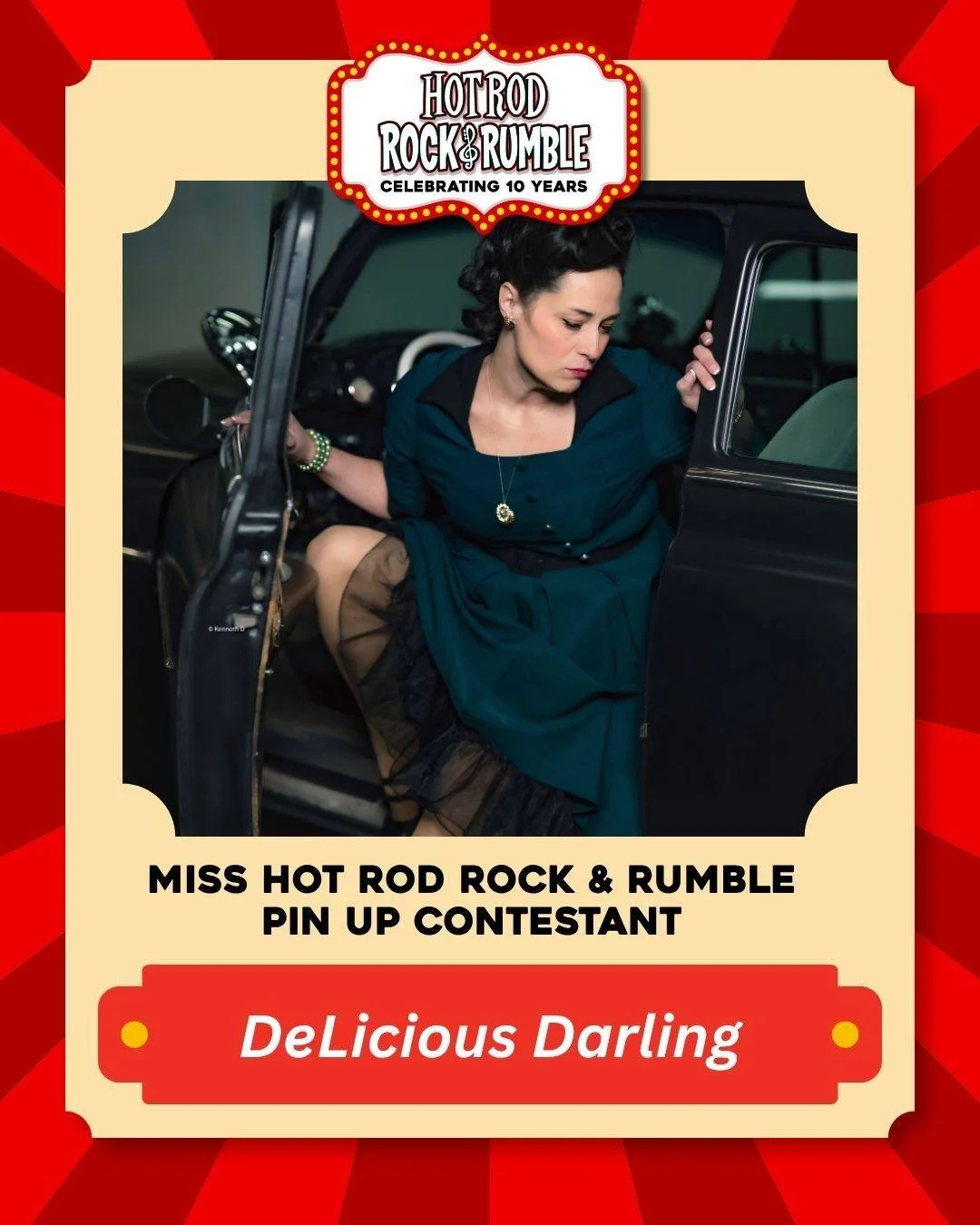 💄 Meet DeLicious Darling! She's competing for the title of Miss Hot Rod Rock &amp; Rumble 2026 at the 10th Anniversary of Hot Rod Rock &amp; Rumble! Be sure to cheer her on and show her some love in the comments. ❤️

🎟 Make sure you have tickets to