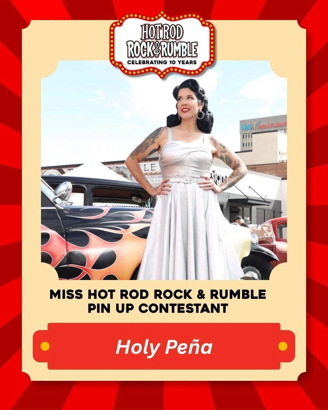 💄 Meet Holy Pe&ntilde;a! She's competing for the title of Miss Hot Rod Rock &amp; Rumble 2026 at the 10th Anniversary of Hot Rod Rock &amp; Rumble! Be sure to cheer her on and show her some love in the comments. ❤️

🎟 Make sure you have tickets to 