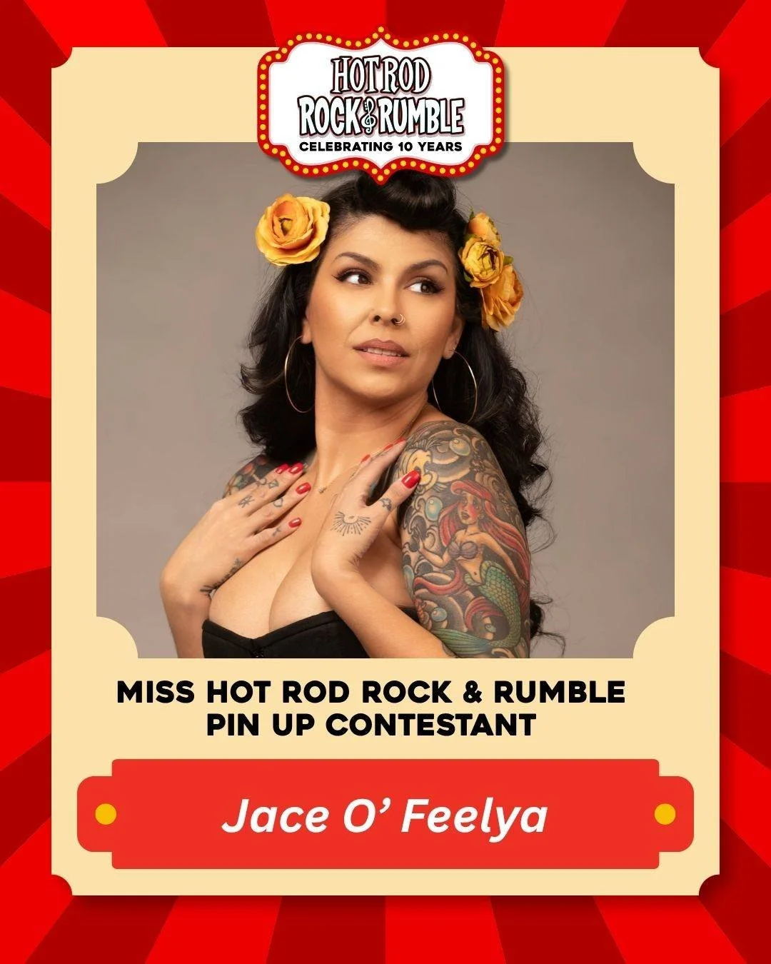 💄 Meet Jace O' Feelya! She's competing for the title of Miss Hot Rod Rock &amp; Rumble 2026 at the 10th Anniversary of Hot Rod Rock &amp; Rumble! Be sure to cheer her on and show her some love in the comments. ❤️

🎟 Make sure you have tickets to th