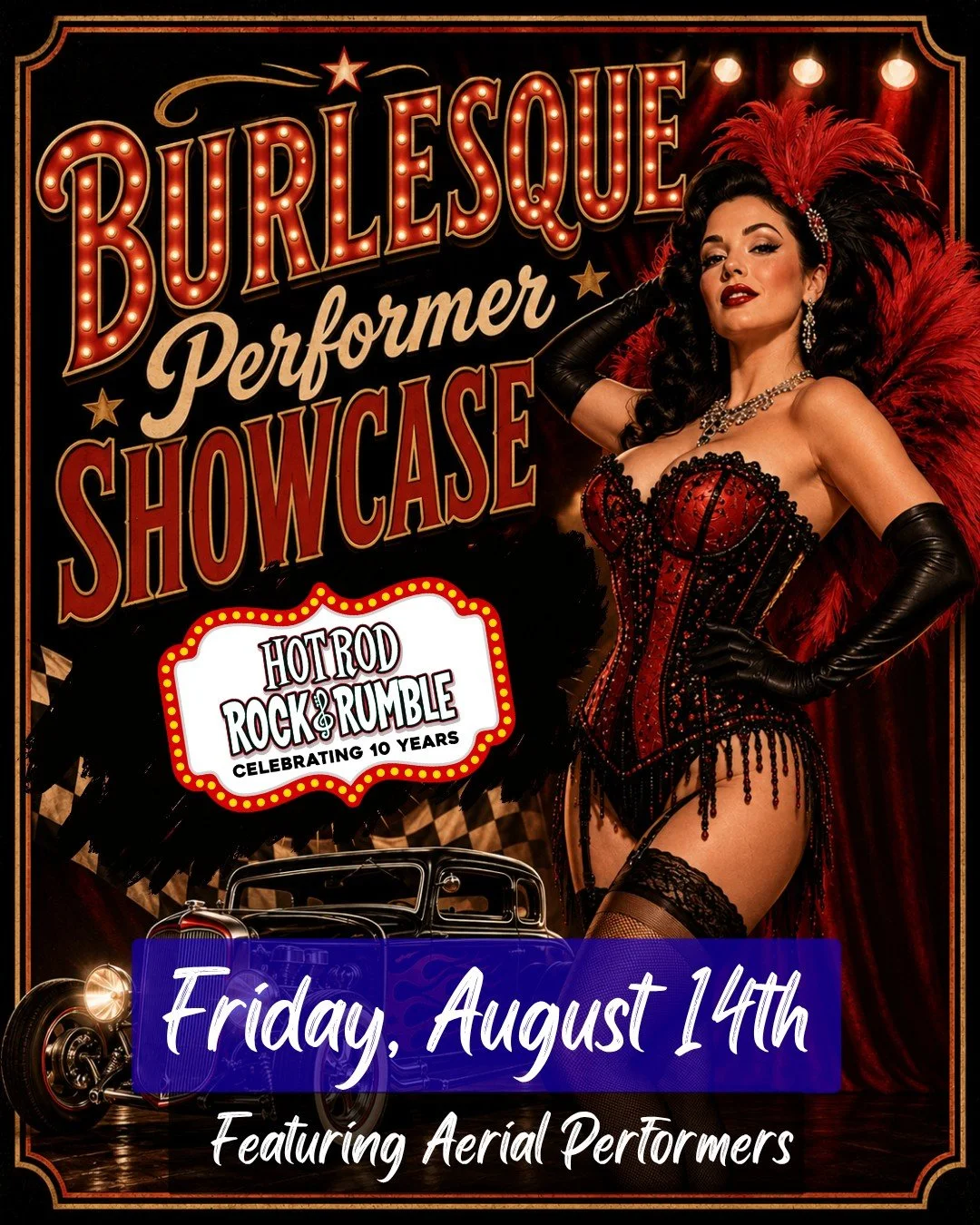 We've made a few exciting updates to our Friday Night Burlesque &amp; Aerial Showcase lineup!

Join us Friday at 10:00 PM MST on the Shop Stage for a party like no other with tantalizing burlesque, breathtaking aerial artistry, and a very handsome Em