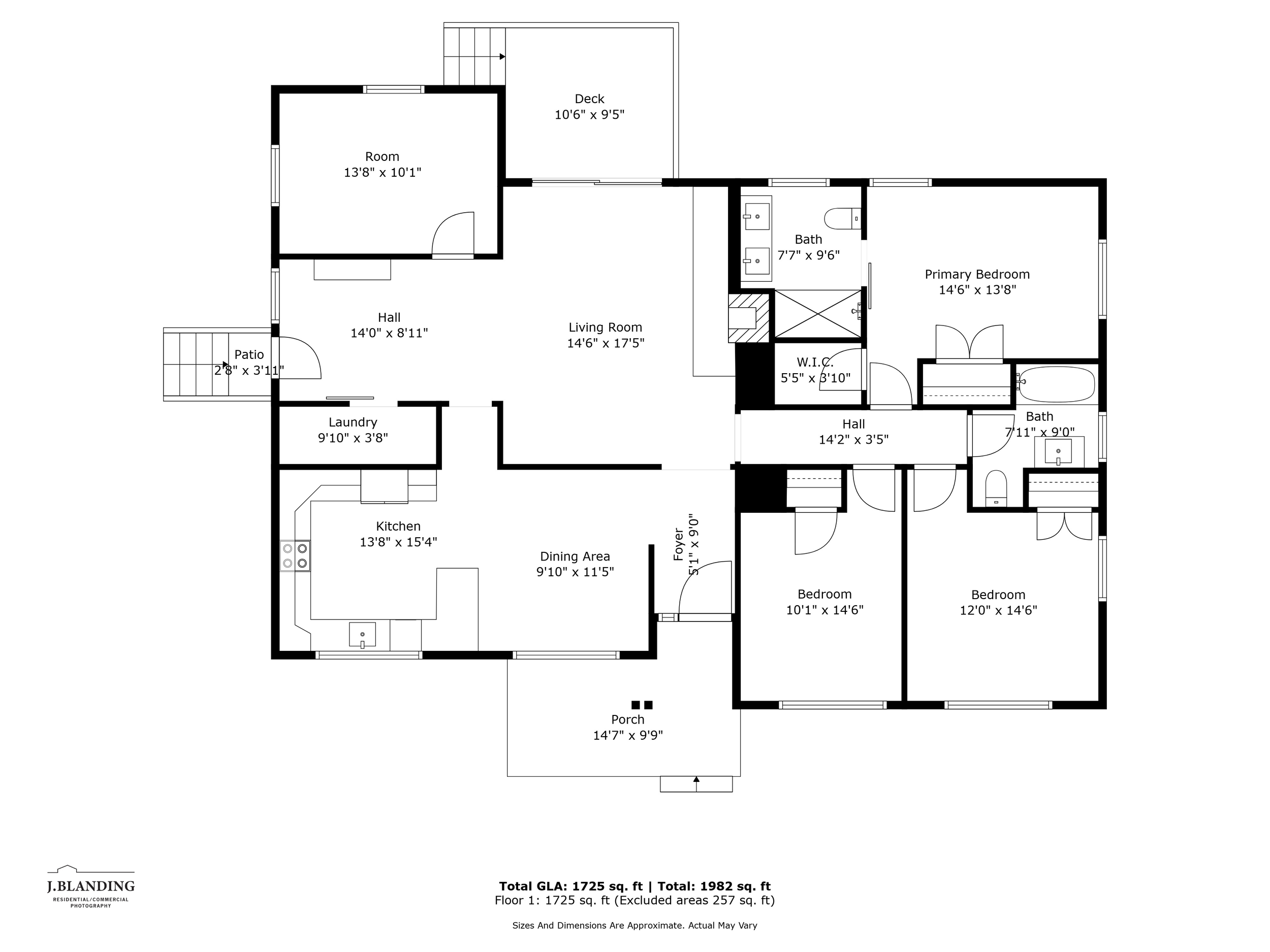 Floor plan of 227 Belton Dr in Williamston SC showing three bedrooms, two bathrooms, kitchen and dining area, living room with deck access, mudroom, laundry, and office or optional fourth bedroom.
