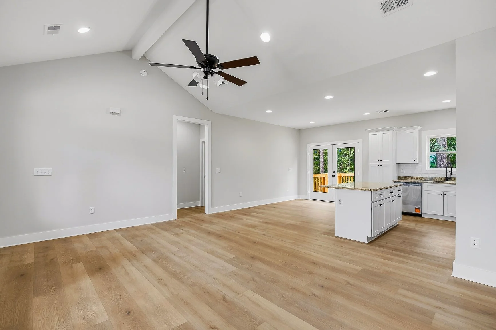 Living Room into kitchen and dining area
