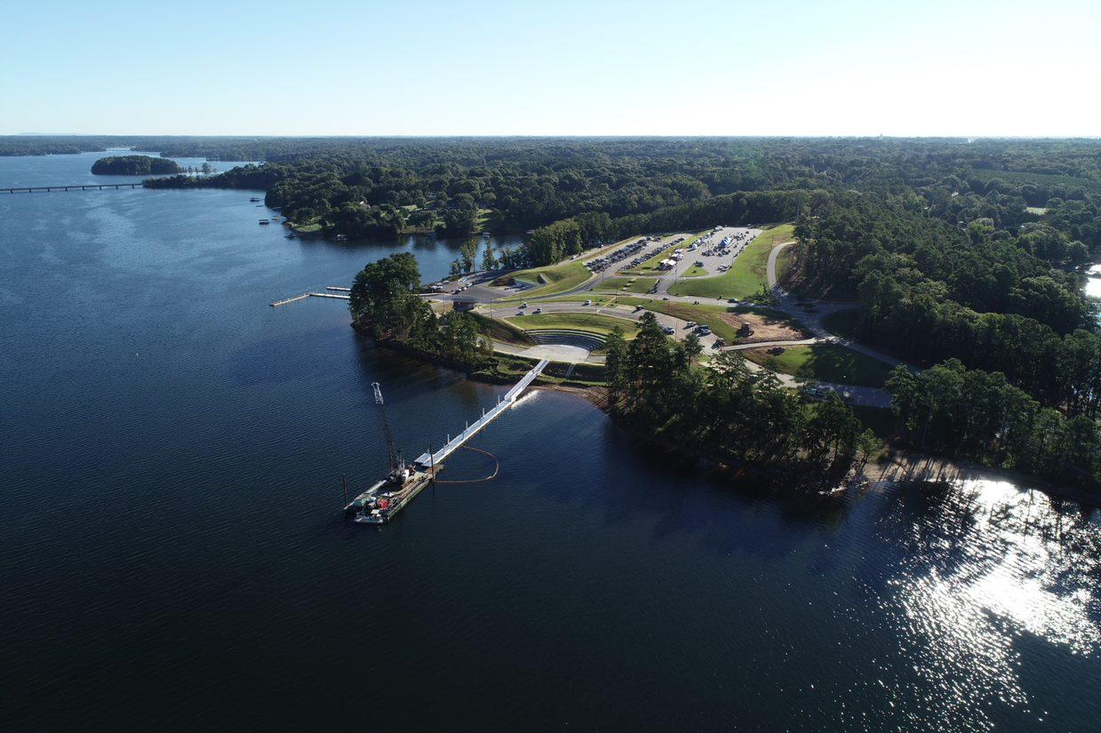 Aerial view of Green Pond Landing and Event Center on Lake Hartwell in Anderson County, South Carolina