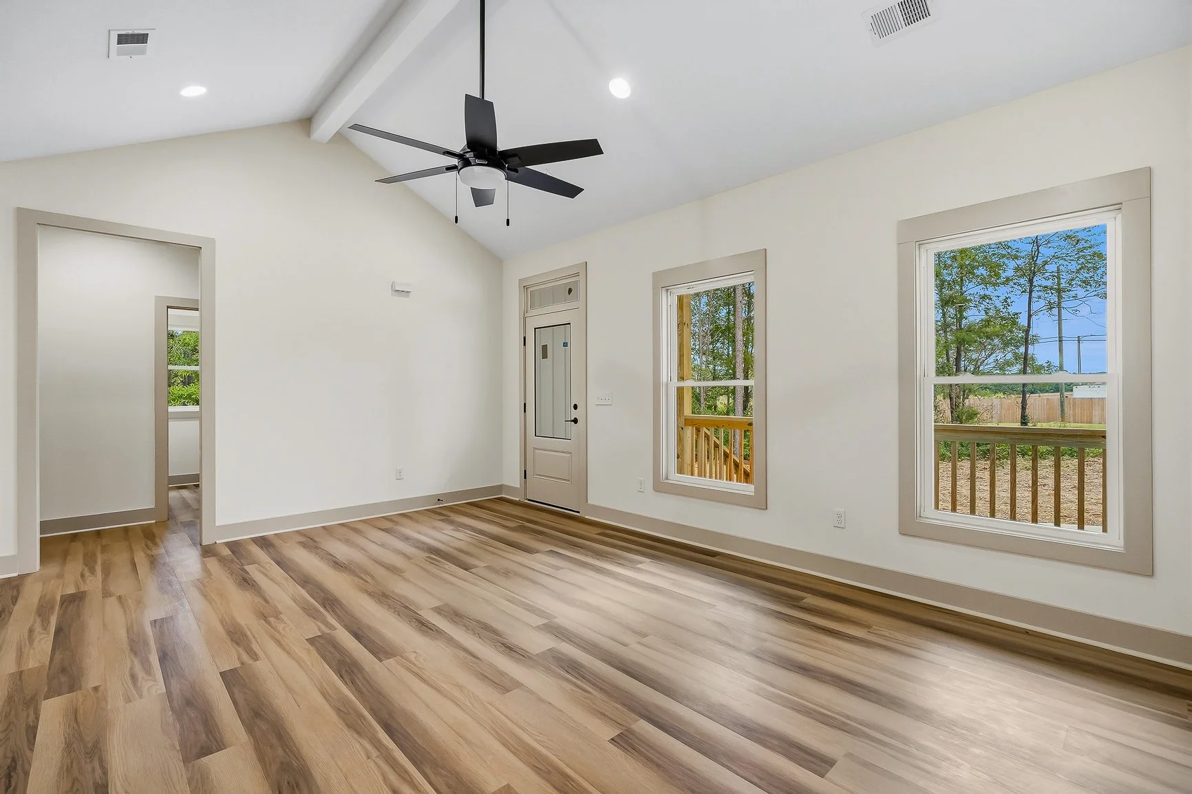 Living room view to front entry