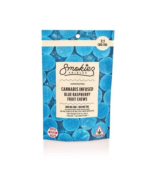 Smokiez Blue Raspberry CBD (300mg) & THC (100mg) Gummies